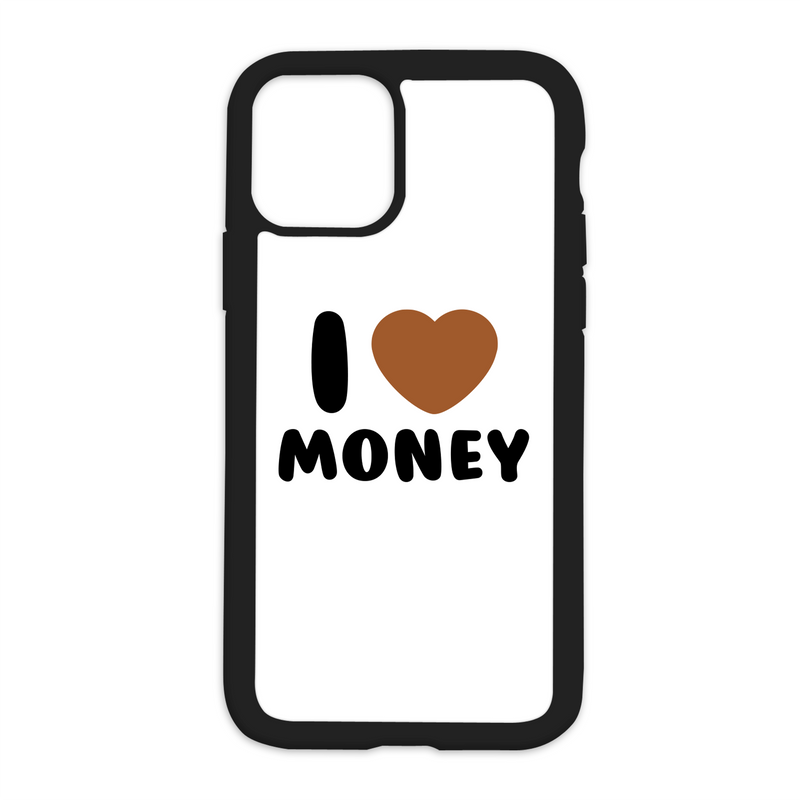 White I Love Money Design On Black Phone Case