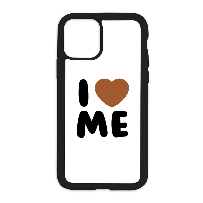 White I Love Me Design On Black Phone Case