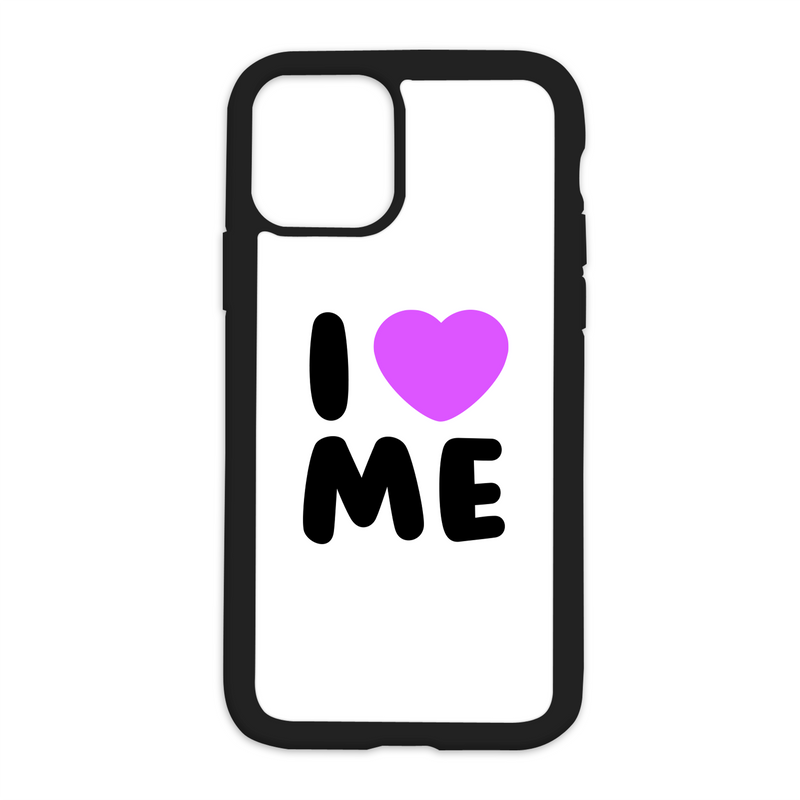 White I Love Me Design On Black Phone Case