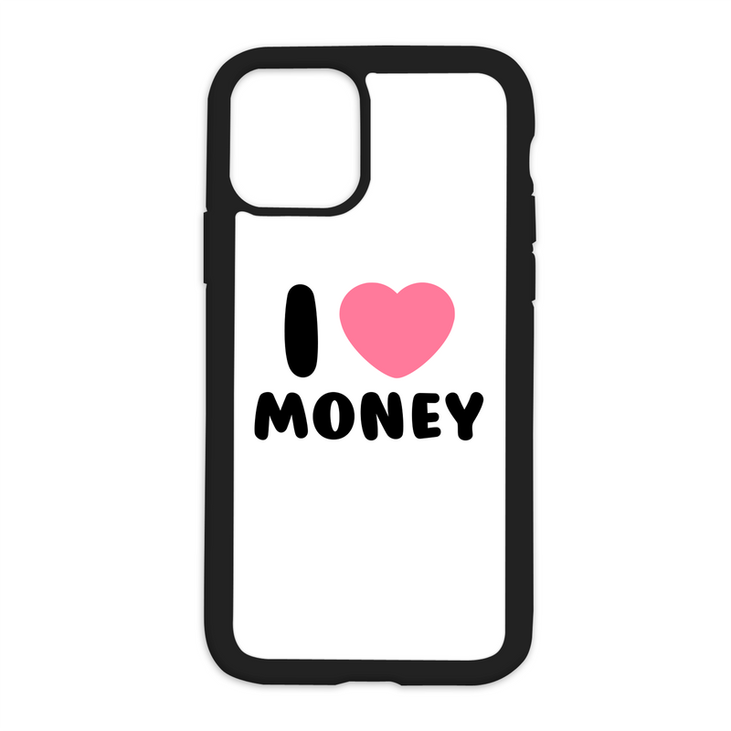 White I Love Money Design On Black Phone Case