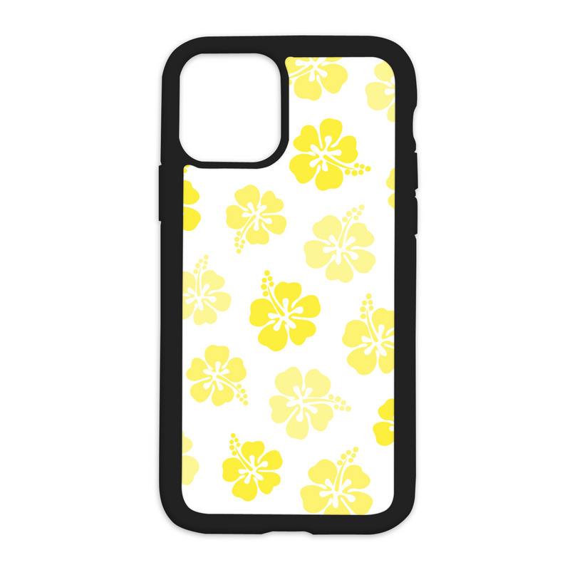 Color Hibiscus Pattern Design On Black Phone Case