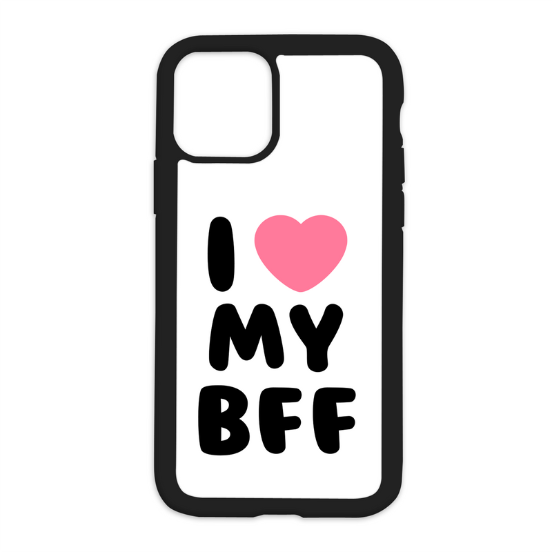 White I Love My Bff Design On Black Phone Case