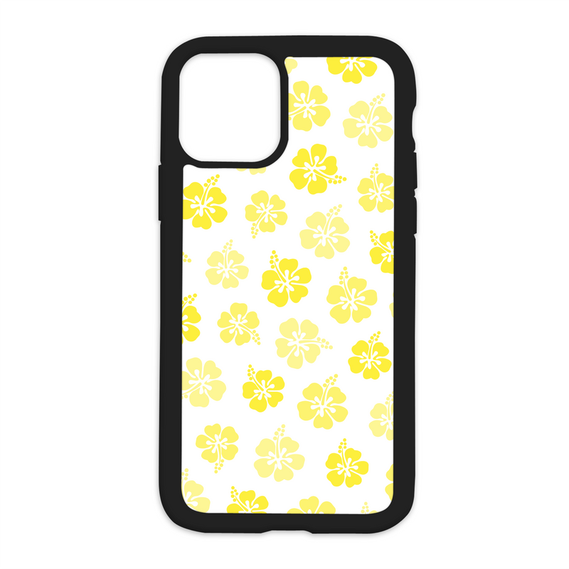 Color Hibiscus Pattern Design On Black Phone Case