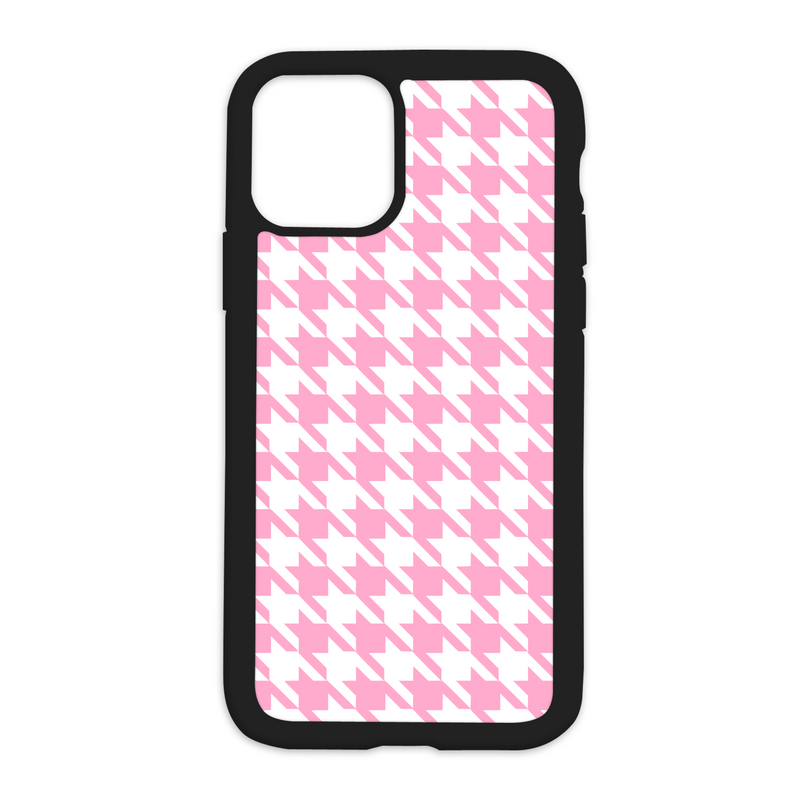 Houndstooth Design On Black Phone Case