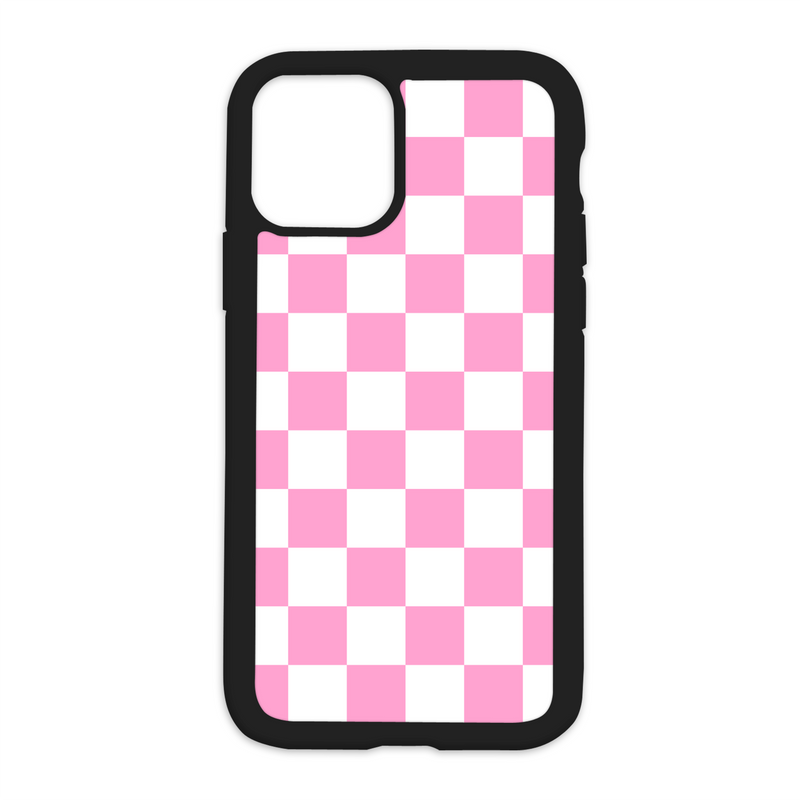 Checkered Design On Black Phone Case