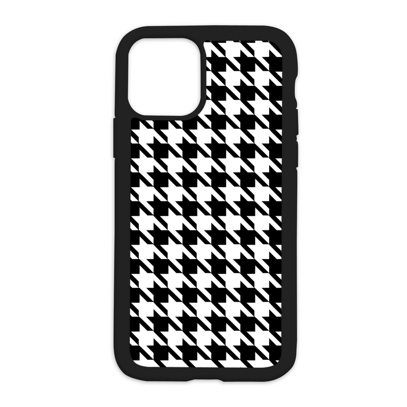 Houndstooth Design On Black Phone Case