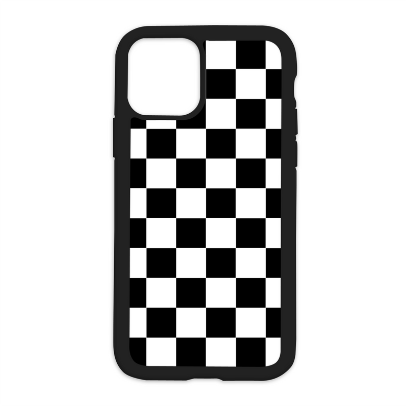 Checkered Design On Black Phone Case