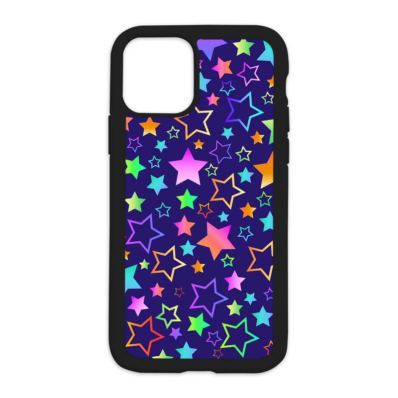 Colorful Stars Design On Black Phone Case