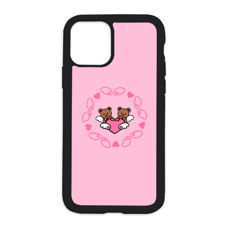 Teddy Bear Angels Design On Black Phone Case