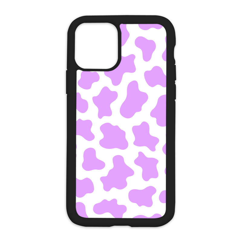 Cow Print Design On Black Phone Case