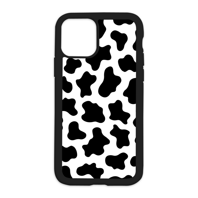 Cow Print Design On Black Phone Case