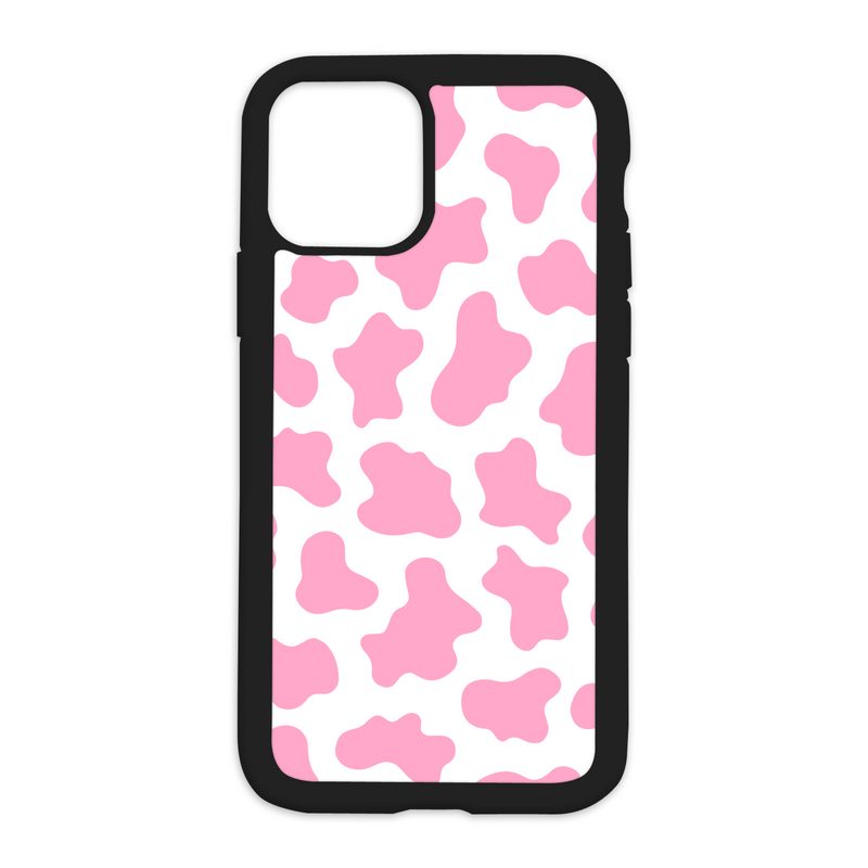 Cow Print Design On Black Phone Case