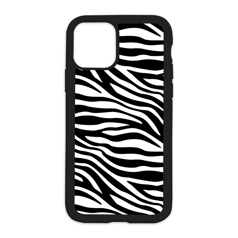 Zebra Print Design On Black Phone Case