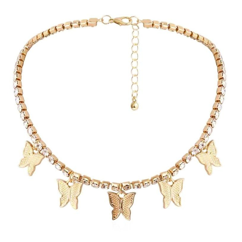 Gold Butterfly Tennis Necklace - Deluxe Amour