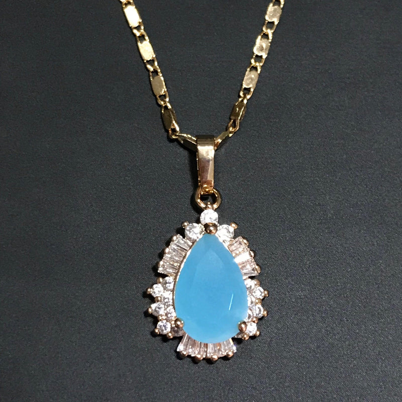 Blue Teardrop Necklace - Deluxe Amour