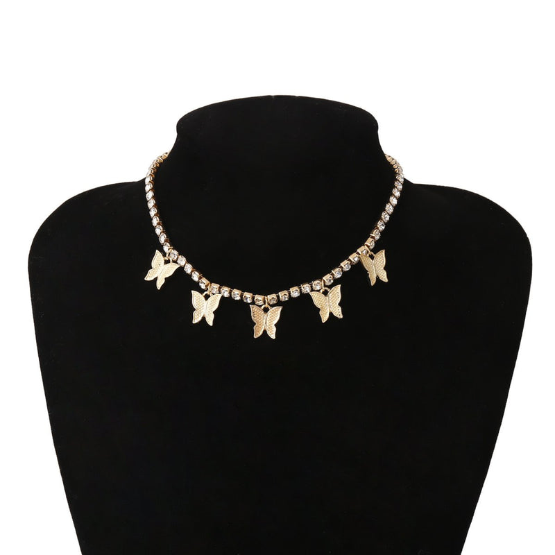 Gold Butterfly Tennis Necklace - Deluxe Amour